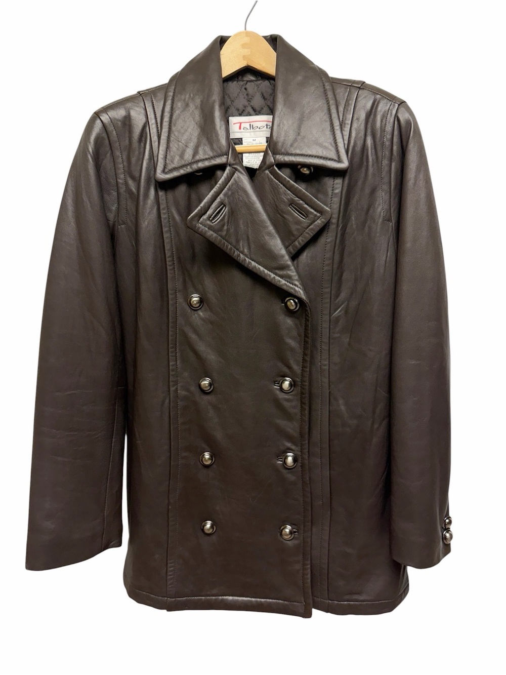 Talbots Vintage Chocolate Brown Genuine LeatherJacket Quilted Lined Size M